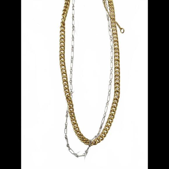 NWT Gold and Silver Madewell Layered Chain Necklace - Picture 3 of 4